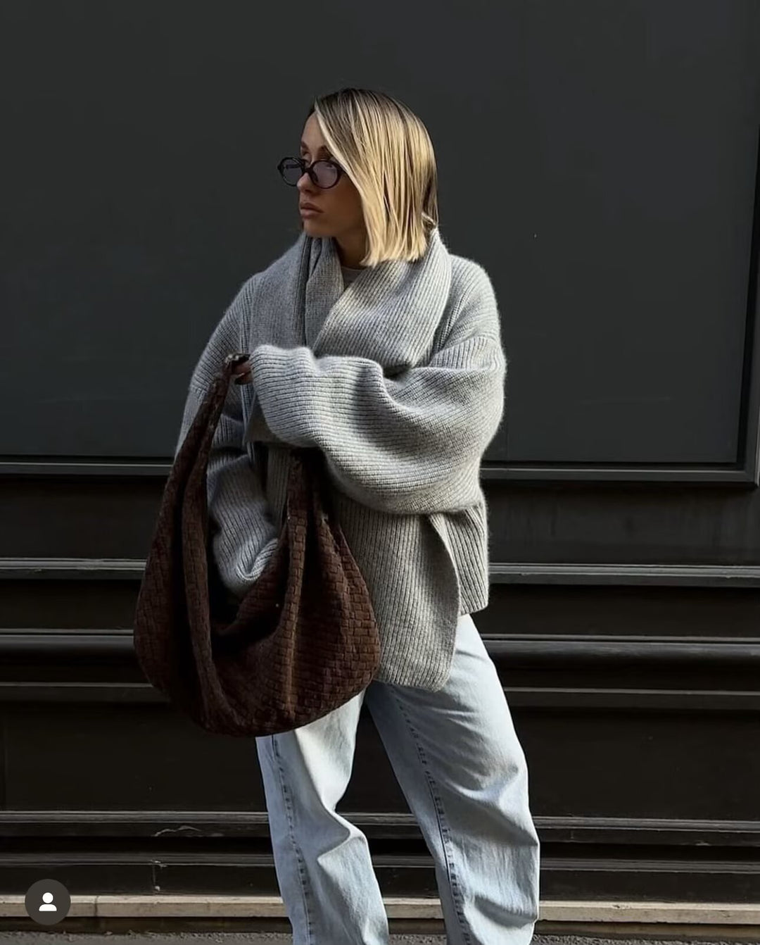 Damen Oversized Rollkragen‑Strickpullover mit Rippstruktur Nord Taschen