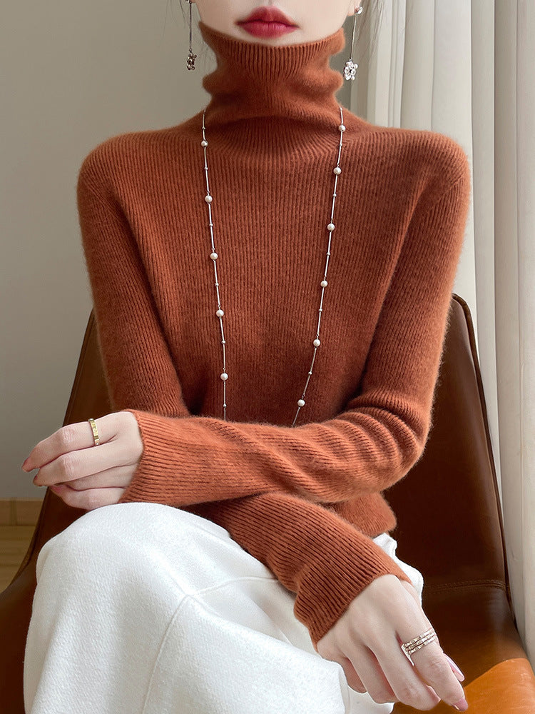 Damen Schmal geschnittener Feinstrick-Rollkragenpullover mit extrafeinem Flauschfinish Nord Taschen