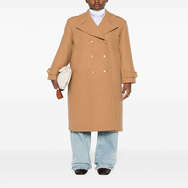 Damen Doppelreihiger Oversize-Wollmix-Mantel mit markantem Revers und verstellbaren Manschetten Nord Taschen