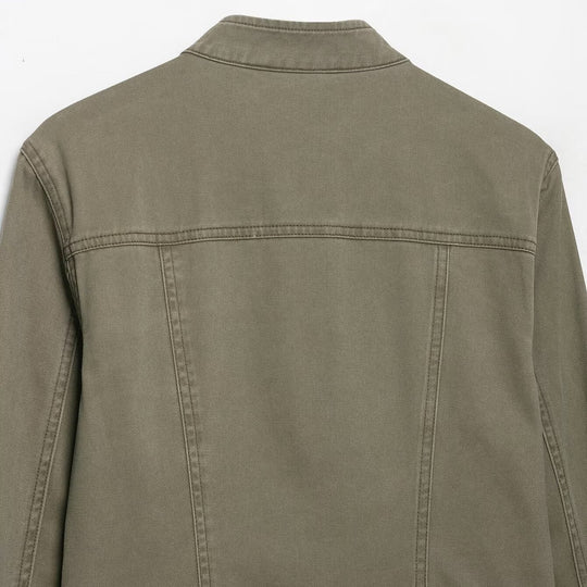 Damen Military-inspirierte Kurzjacke mit Stehkragen, Zierpatten und Reißverschluss Nord Taschen