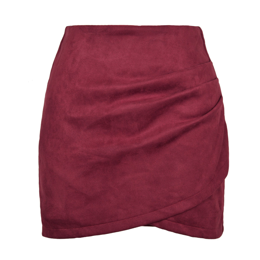 Damen High-Waist Wickelrock aus samtigem Mikrofaser