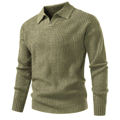 Herren Polokragen-Feinstrickpullover mit strukturierter Wellenoptik und geripptem Saum Nord Taschen