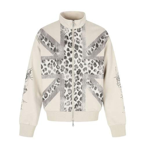 Damen Oversize-Sweatjacke mit Stehkragen und Leoparden-Print Nord Taschen