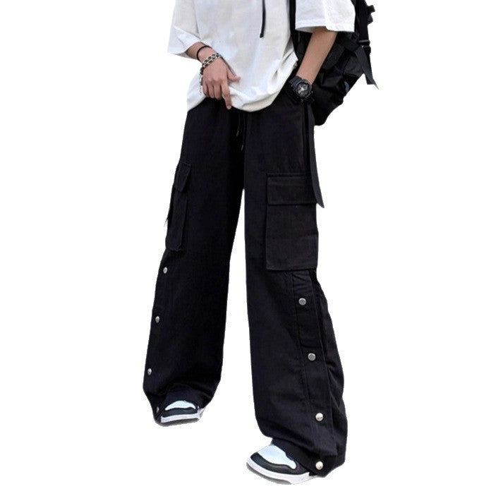 Unisex Oversize-Cargo-Jeanshose mit breiten Beinen, Klappentaschen und Druckknopf-Leiste Nord Taschen