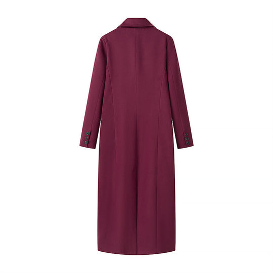 Damen Extra­langer Wollmix‑Mantel mit Doppelreihiger Knopfleiste, Reverskragen und Pattentaschen Nord Taschen