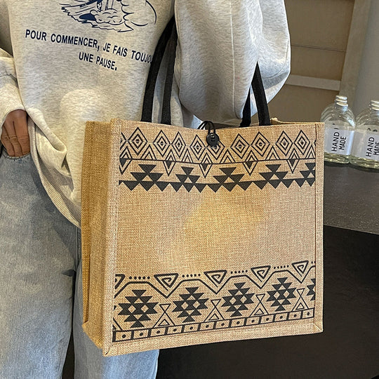 Damen Jutetasche mit modernem Ethnomuster Nord Taschen