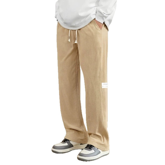 Herren Weite Cordhose im Relaxed-Fit mit Tunnelzug, geradem Bein & Label‑Patch Nord Taschen