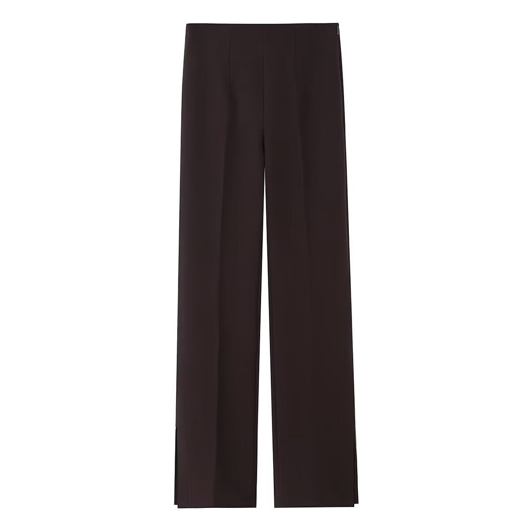 Damen Weite High‑Waist‑Hose mit Bundfalte und seitlichen Beinschlitzen Nord Taschen