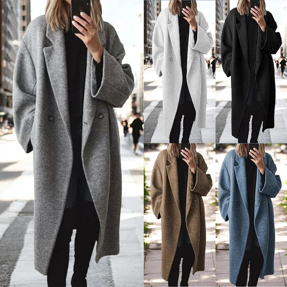 Damen Oversize-Longcoat aus Wollmix mit überschnittener Schulter und minimalistischer Knopfleiste Nord Taschen