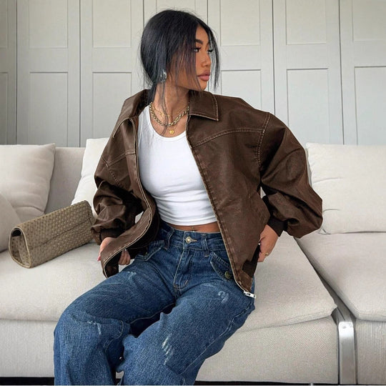Damen oversized Bomberjacke mit lässigem Schnitt und voluminösen Ärmeln - Arvani