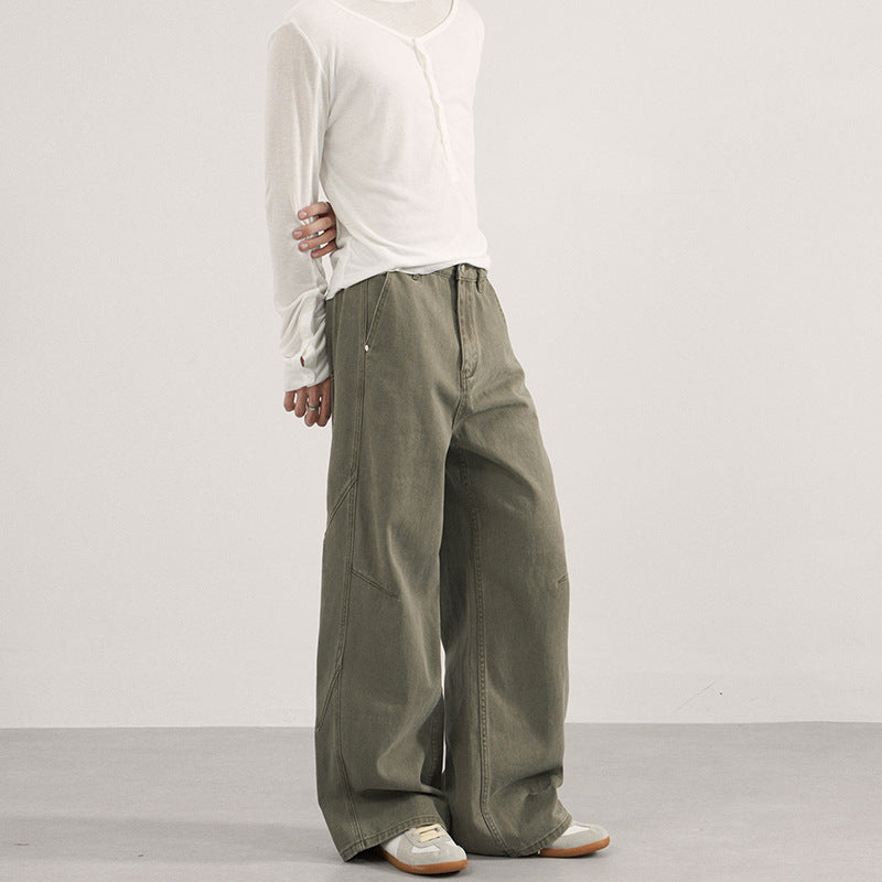 Damen Extraweite Twill‑Palazzohose mit tiefem Schritt und dekorativen Nahtpaneelen Nord Taschen