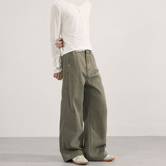 Damen Extraweite Twill‑Palazzohose mit tiefem Schritt und dekorativen Nahtpaneelen Nord Taschen