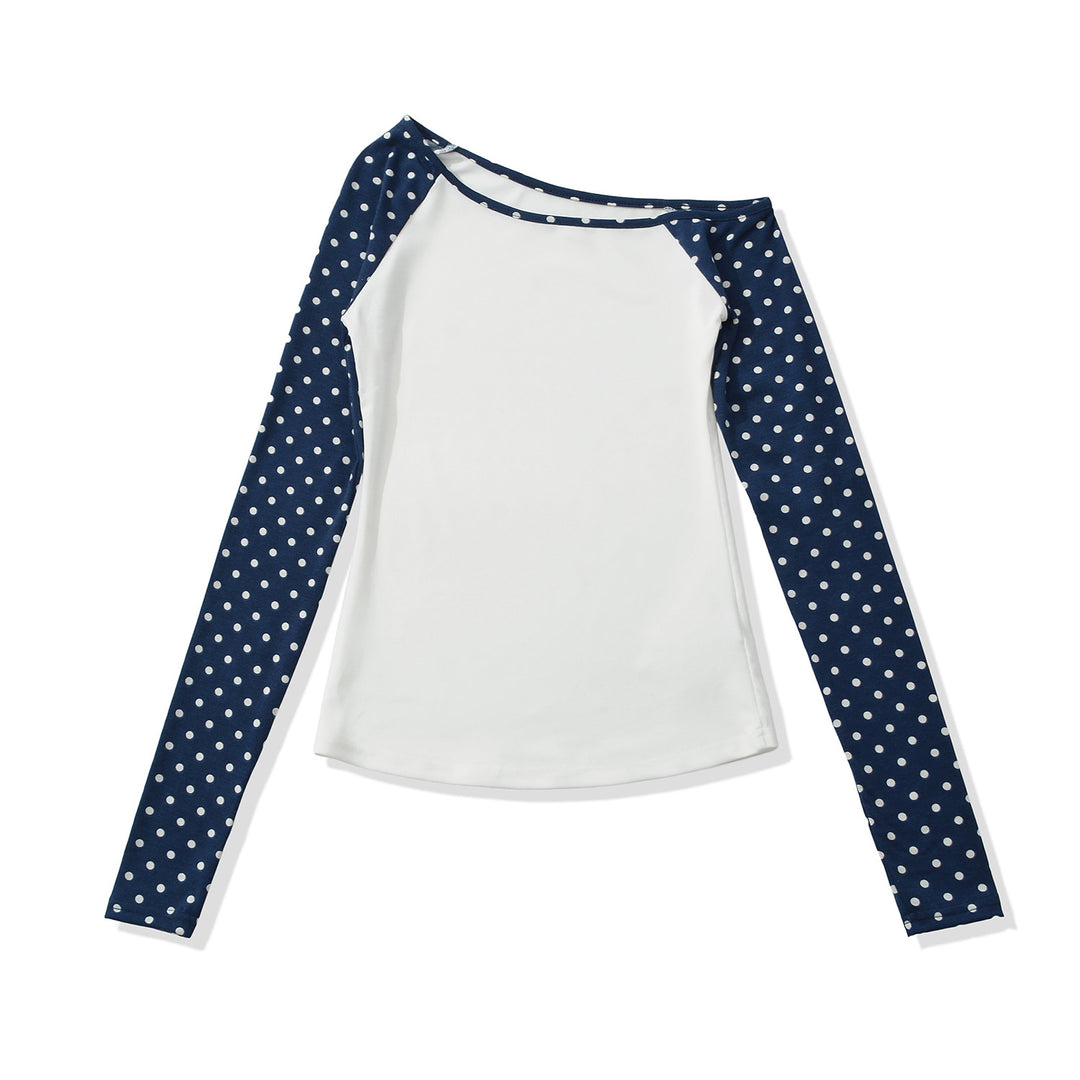 Damen Asymmetrisches Longsleeve mit Polka-Dot Raglanärmeln Nord Taschen