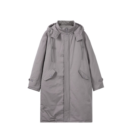 Damen Lange gefütterte Thermo-Parka im Oversize-Schnitt mit verdeckter Front Nord Taschen