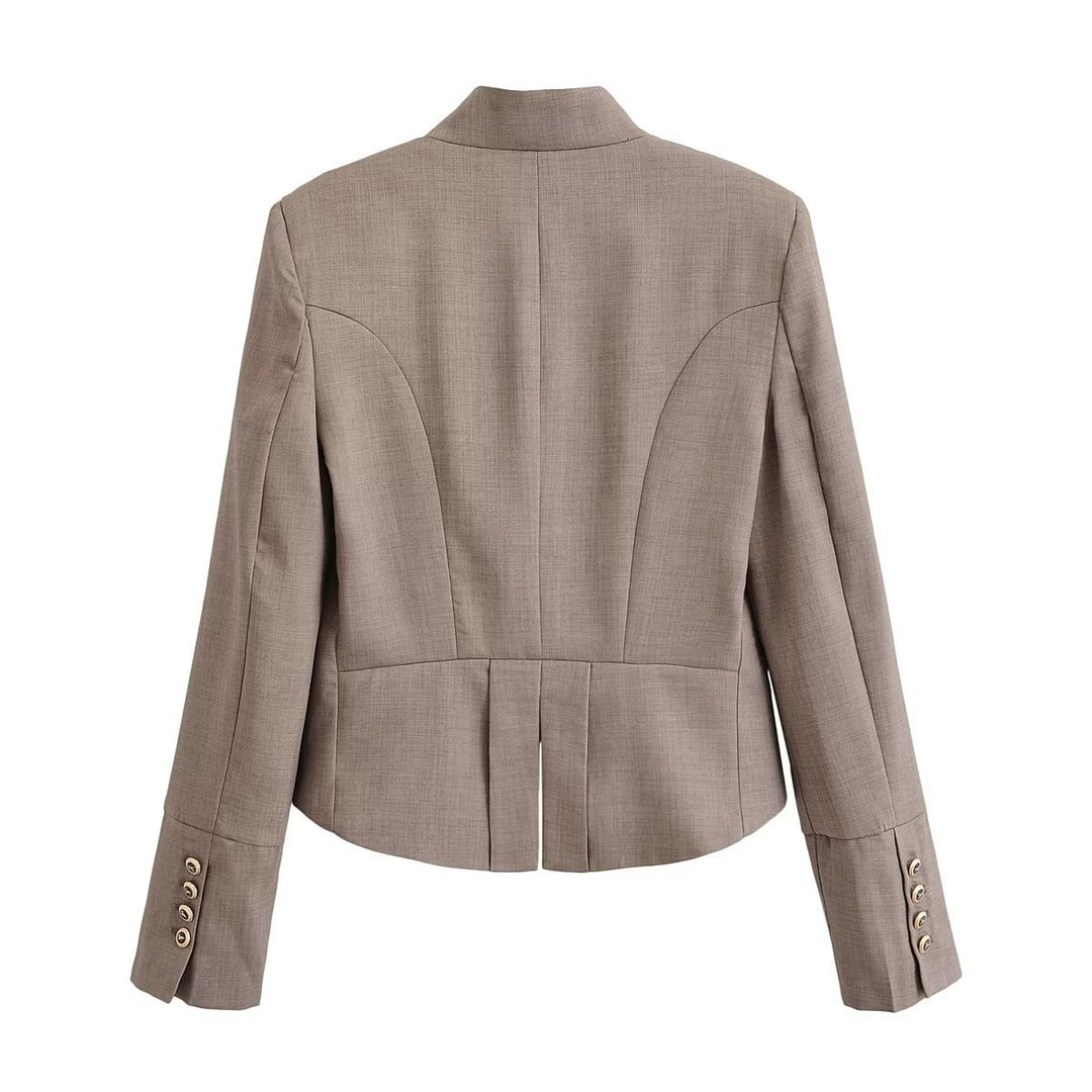 Damen Kurzblazer mit taillierter Silhouette und dekorativer Doppelreihe Zierknöpfe Nord Taschen