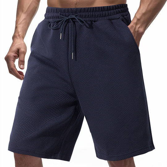 Herren nan knielange Textur-Badeshort mit elastischem Kordelbund und seitlichen Eingrifftaschen