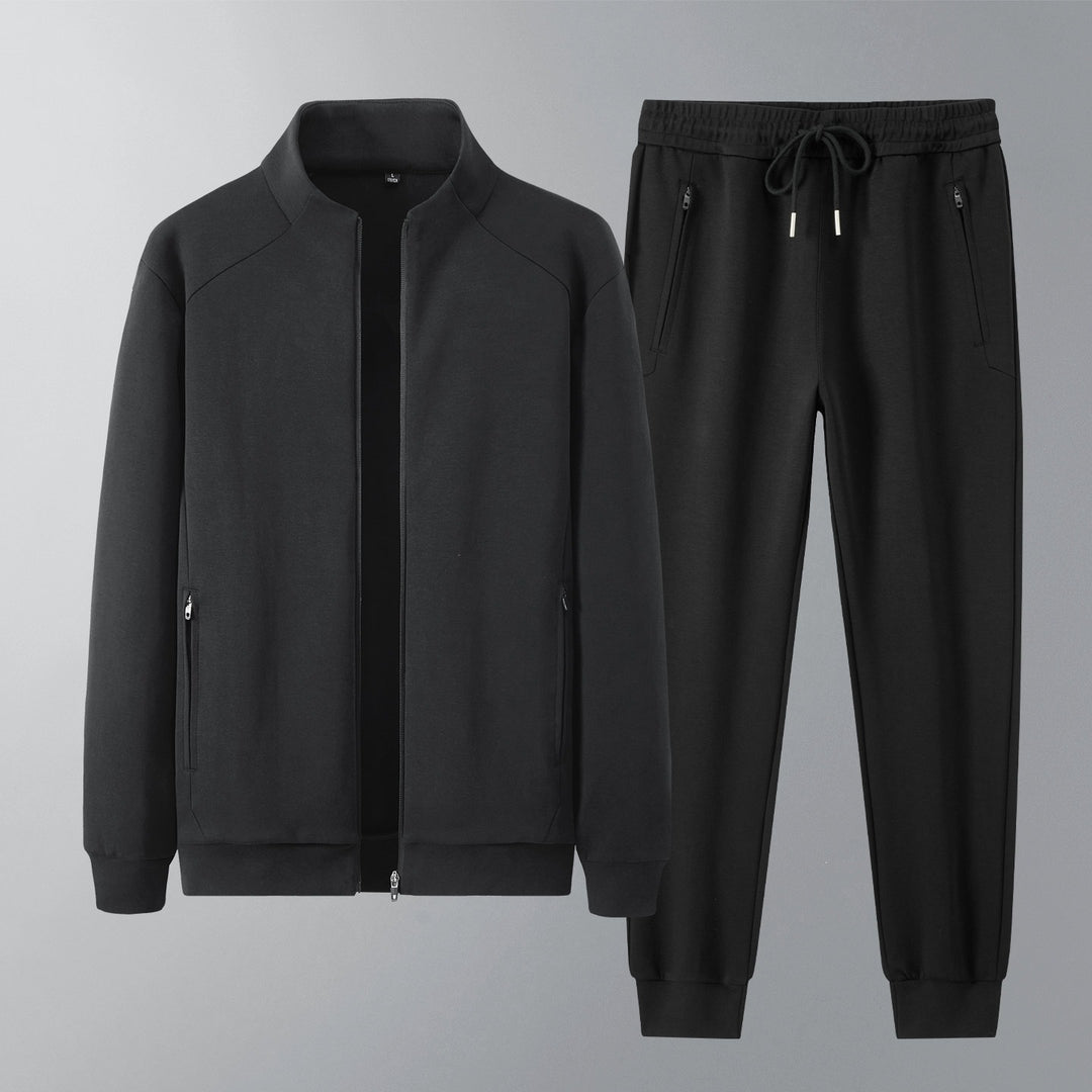 Herren Zweiteiliges minimalistisches Jogging‑Set mit Stehkragen, Zwei-Wege‑Reißverschluss & Reißverschlusstaschen Nord Taschen