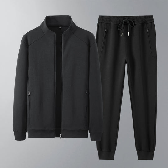 Herren Zweiteiliges minimalistisches Jogging‑Set mit Stehkragen, Zwei-Wege‑Reißverschluss & Reißverschlusstaschen Nord Taschen