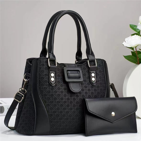 Damen modische Handtasche mit anspruchsvollem Reliefdesign und abnehmbarer Clutch Nord Taschen