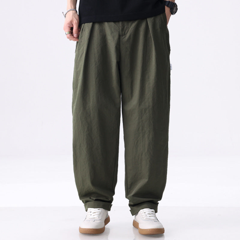 Herren Weite Baumwollmix-Cargohose mit Bundfalten und elastischem Kordelzug Nord Taschen