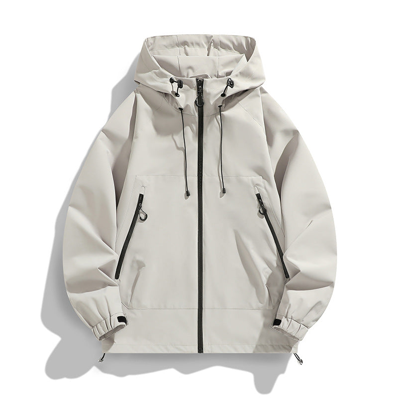 Herren Technische Wind- und Wasserabweisende Kapuzenjacke mit verstellbarem Saum Nord Taschen