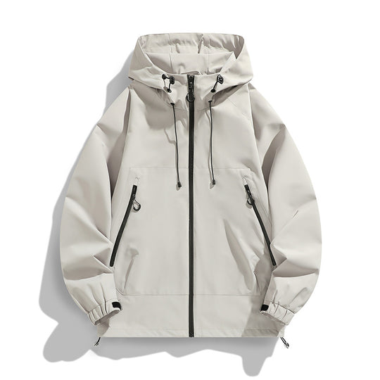 Herren Technische Wind- und Wasserabweisende Kapuzenjacke mit verstellbarem Saum Nord Taschen