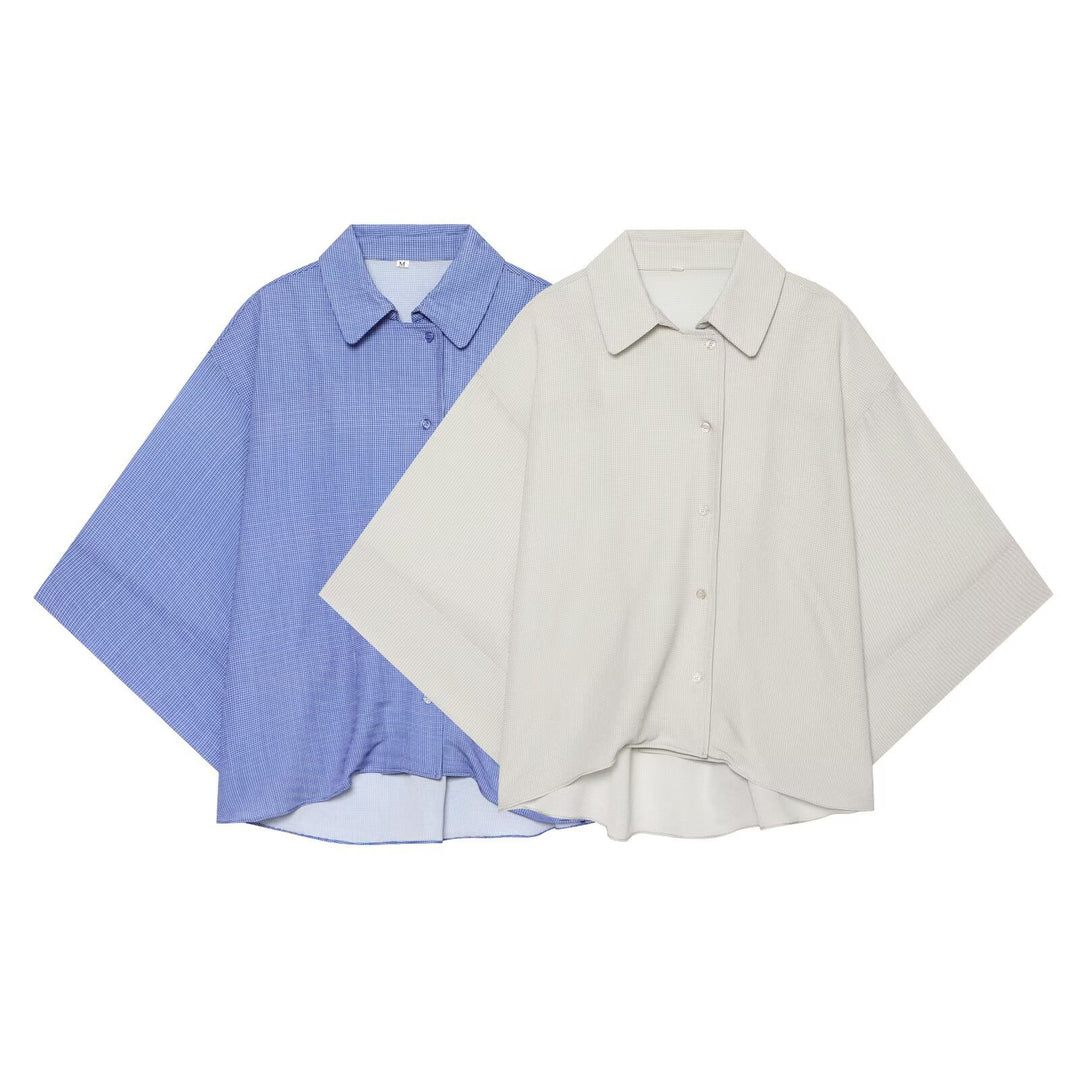 Damen Oversize-Hemdbluse mit Waffelstruktur, kastiger Silhouette und High-Low-Saum Nord Taschen