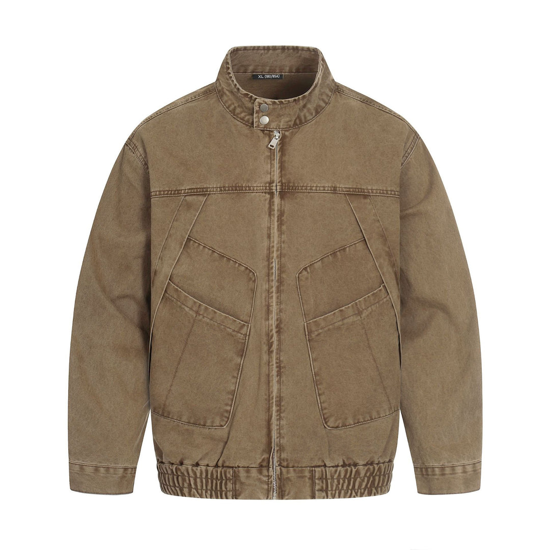 Herren Kurz geschnittener Field‑Bomber im Vintage‑Canvas mit Stehkragen und großen Pattentaschen Nord Taschen