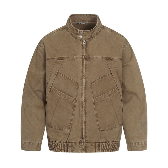 Herren Kurz geschnittener Field‑Bomber im Vintage‑Canvas mit Stehkragen und großen Pattentaschen Nord Taschen