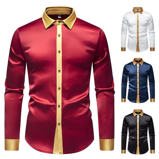 Herren Langarm-Hemd mit modernen Satin-Details