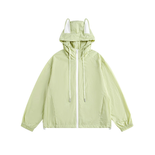 Damen Leichter Kapuzen-Anorak mit Ohrenapplikation und Tunnelzug Nord Taschen