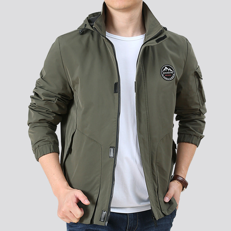 Herren Leichter Urbaner Softshell-Hoodie mit Ärmeltasche und hohem Stehkragen Nord Taschen