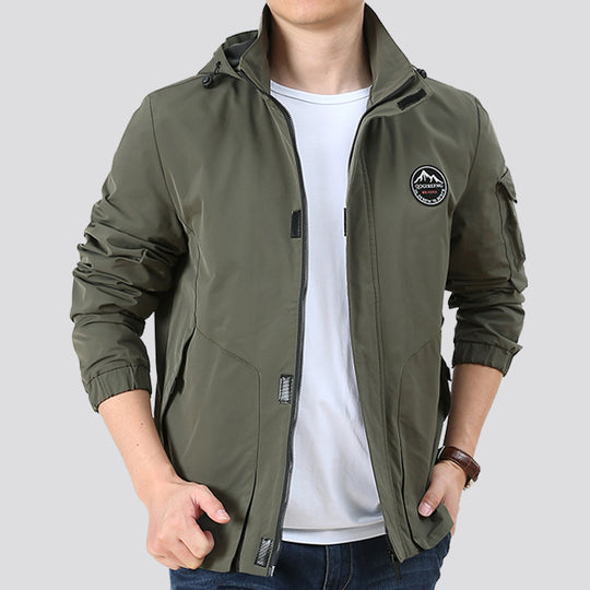 Herren Leichter Urbaner Softshell-Hoodie mit Ärmeltasche und hohem Stehkragen Nord Taschen