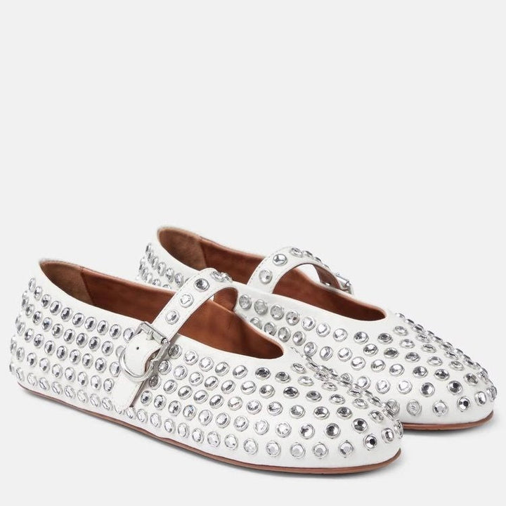 Damen Modische Ballerinas mit Strassverzierungen und komfortablem Fußbett