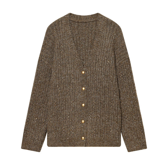 Damen Grobstrick‑Cardigan mit Zierknöpfen Nord Taschen