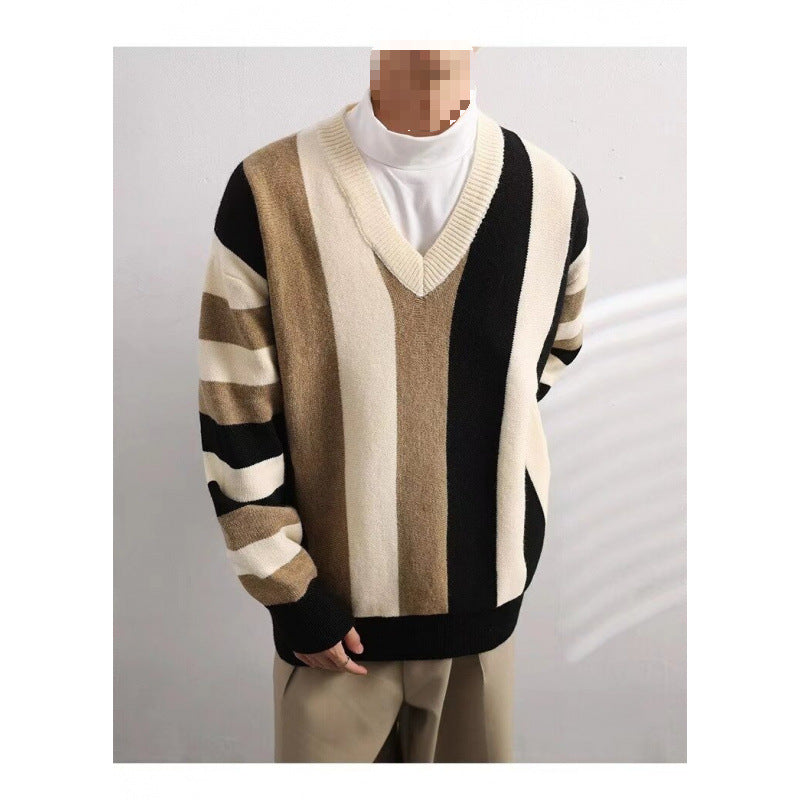 Herren Modischer Grobstrickpullover mit V-Ausschnitt Nord Taschen