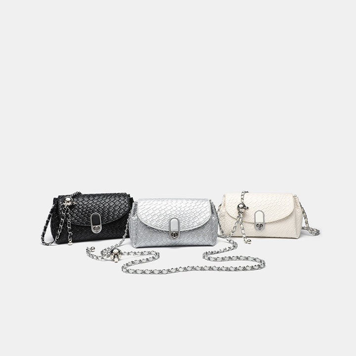 Damen Clutch-Tasche mit geflochtenem Design und verzierter Kette Nord Taschen