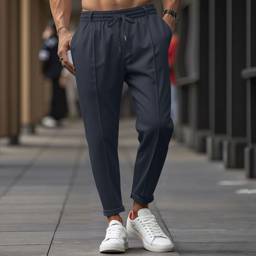 Herren Gerade Passform Elastischer Bund mit Kordelzug Weicher Baumwollmix