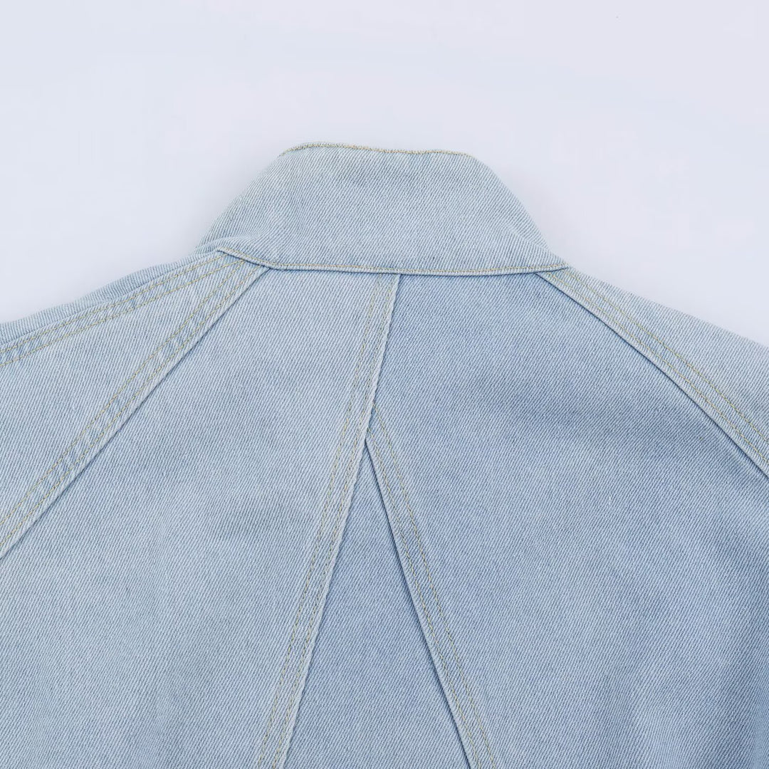 Damen Kurzjacke aus leichter Denim‑Qualität mit Raglanärmeln und verdeckter Verschlussleiste Nord Taschen