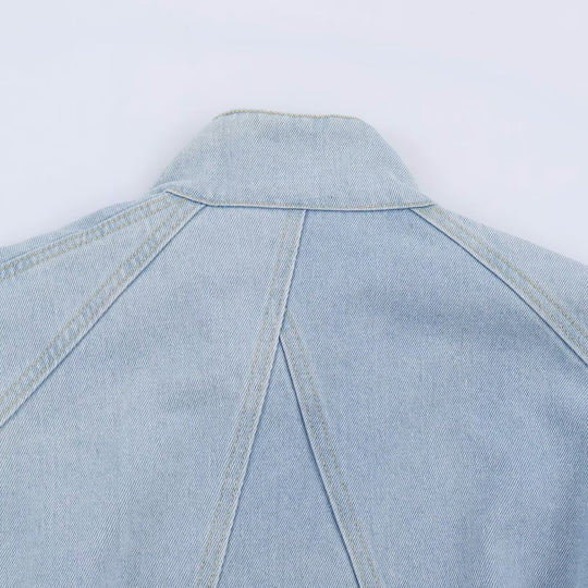Damen Kurzjacke aus leichter Denim‑Qualität mit Raglanärmeln und verdeckter Verschlussleiste Nord Taschen