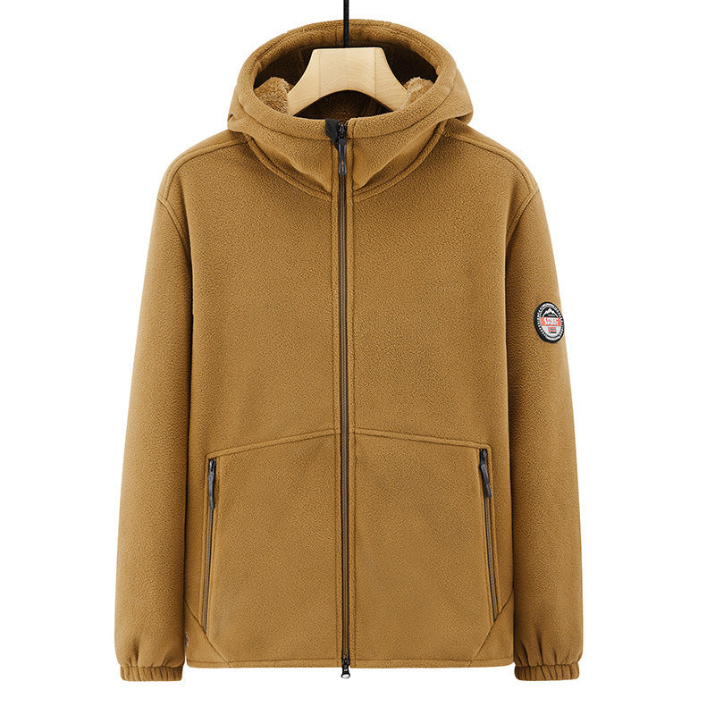 Herren Fleece-Kapuzenjacke mit Teddyfutter, Zwei-Wege-Reißverschluss und verdeckten Reißverschlusstaschen Nord Taschen