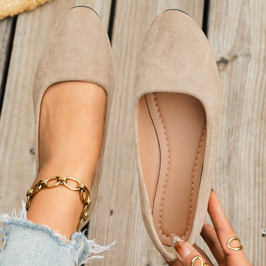 Damen  minimalistische Samt-Ballerina mit dekorativer Fußkette und ergonomischem Komfortfußbett Nord Taschen