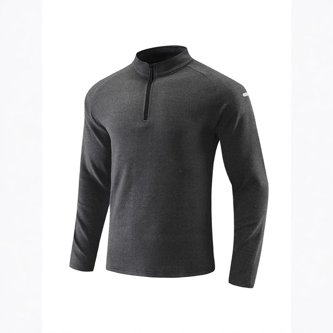 Herren Atmungsaktives Funktions-Langarmshirt mit Stehkragen und kurzem Reißverschluss Nord Taschen