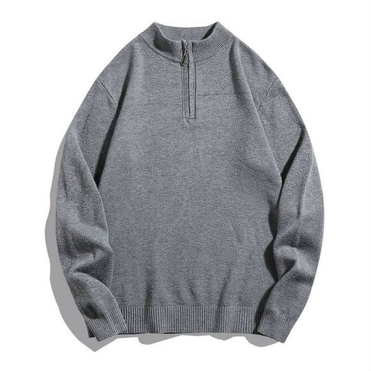 Herren Feinstrick-Halbzippullover in Merino‑Optik mit Stehkragen und gerippten Bündchen Nord Taschen