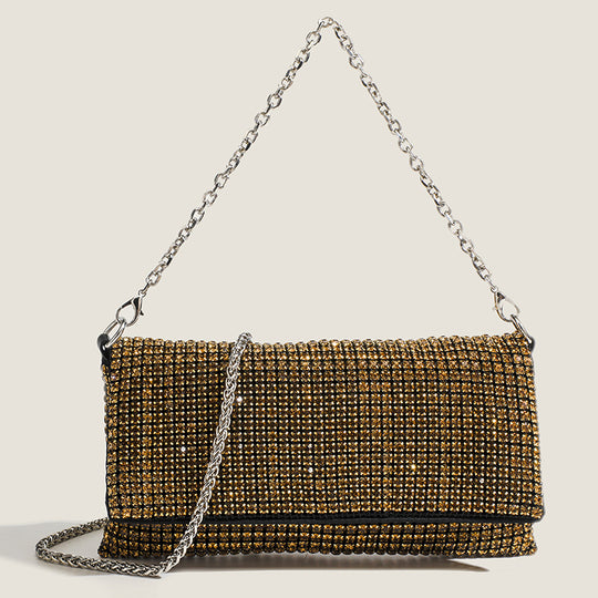 Damen Clutch mit funkelndem Strass und eleganter Kettenverzierung Nord Taschen