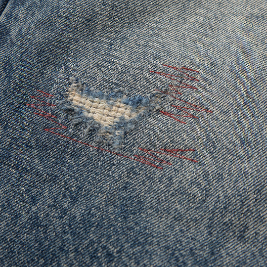Damen Locker geschnittene Vintage-Denim-Jeans mit ausgefransten Details und verkürztem Bein Nord Taschen
