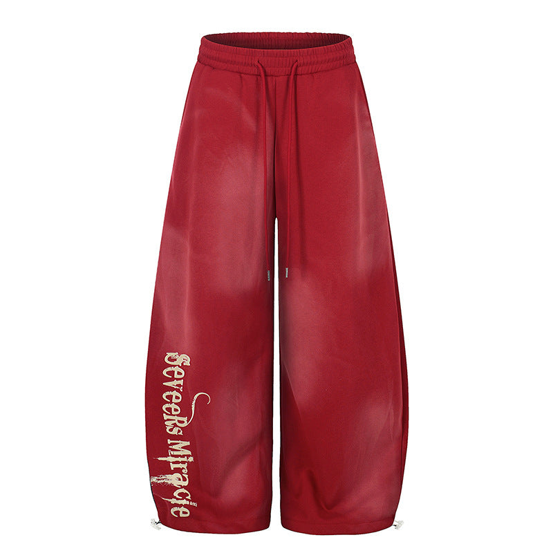 Damen Weite Palazzo-Jogginghose mit Komfortbund, Kordelzug und typografischem Seitenprint Nord Taschen