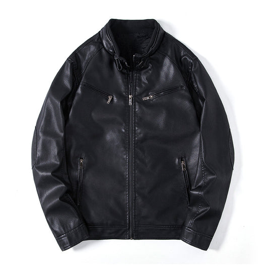 Herren Elegante Kunstleder‑Blousonjacke mit Stehkragen, Reißverschlusstaschen und wärmendem Innenfutter Nord Taschen