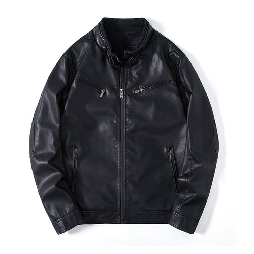Herren Elegante Kunstleder‑Blousonjacke mit Stehkragen, Reißverschlusstaschen und wärmendem Innenfutter Nord Taschen