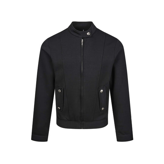 Damen Kurz geschnittene Sweat‑Bomberjacke mit Stehkragen, verdecktem Reißverschluss und Pattentaschen Nord Taschen